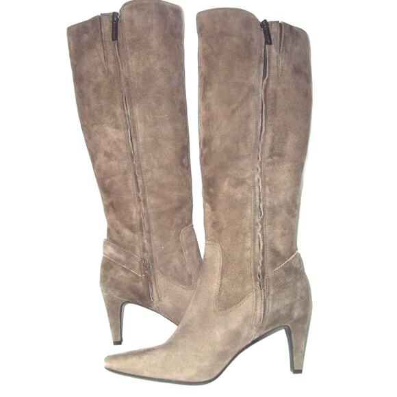 Circa Joan & David Gray Suede Knee High CJENTERTAIN Buckle Detail Boots 7.5 M - Picture 5 of 10